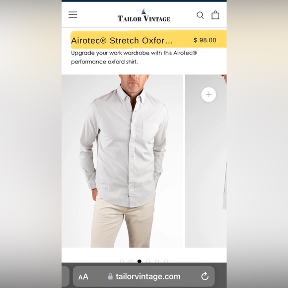 Tailor Vintage Men's Oxford Long Sleeve Button Down Shirt, XL - Picture 3 of 6